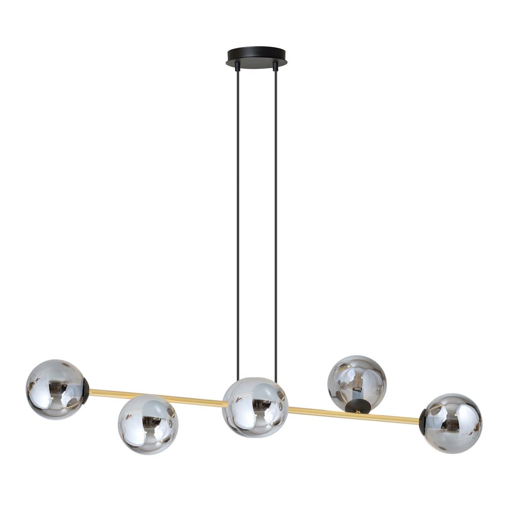 Suspension noire et dorée avec 6 sphères graphite hauteur réglable — vue 4