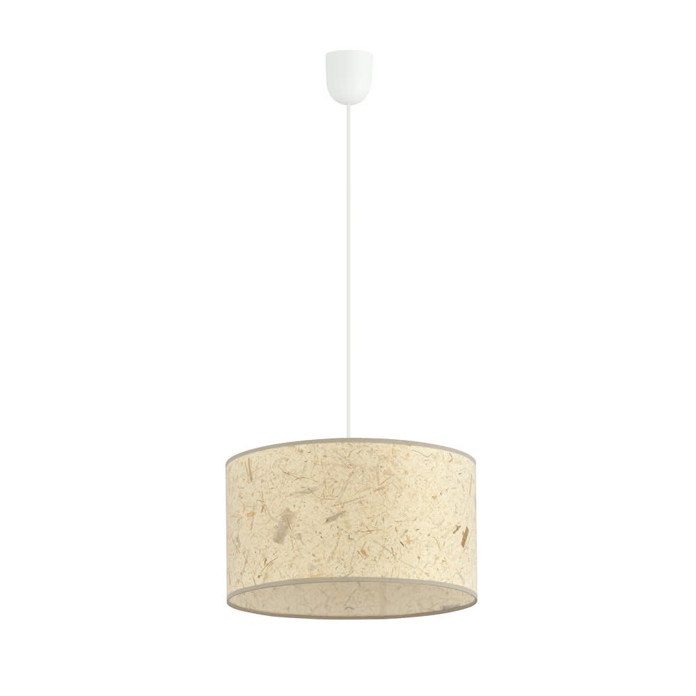 Suspension avec abat-jour cylindrique en tissu finition liège ø35cm