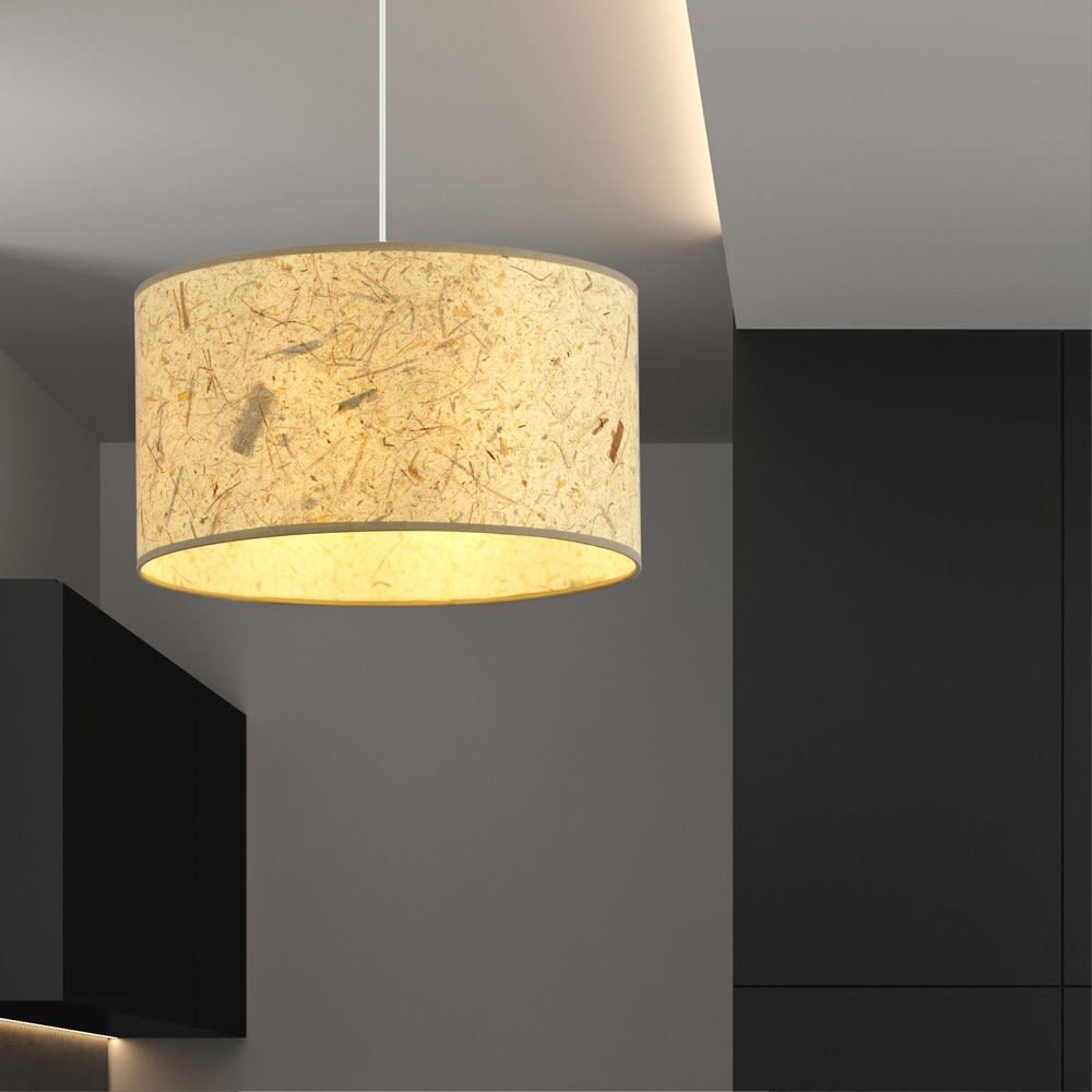 Suspension avec abat-jour cylindrique en tissu finition liège ø35cm — vue 3
