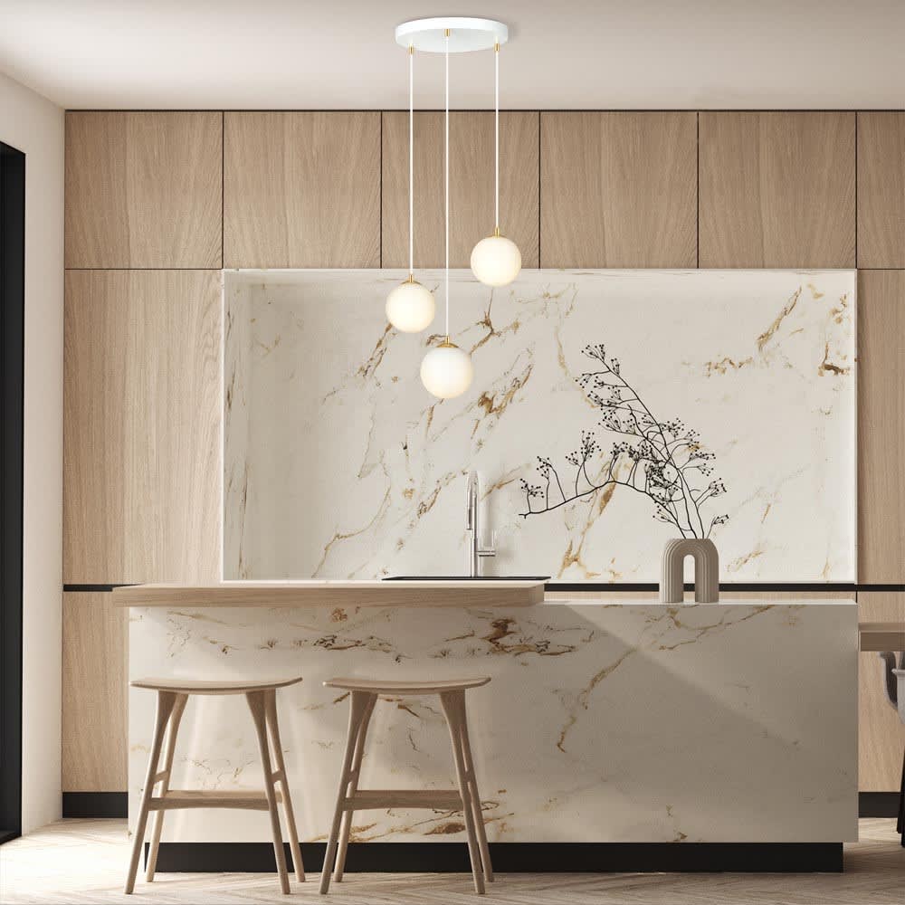 Suspension réglable blanche de style nordique avec 3 sphères — vue 3
