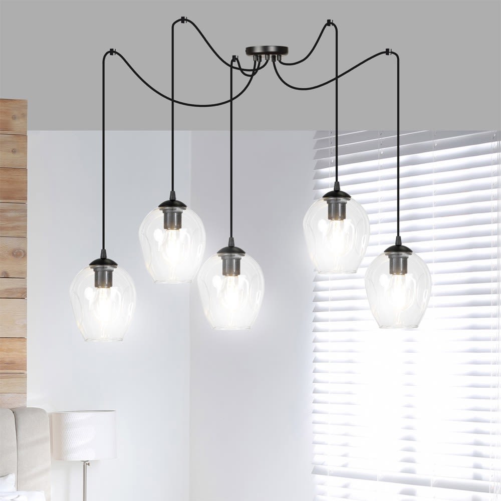 Suspension de style moderne avec 5 câbles mobiles transparents — vue 3