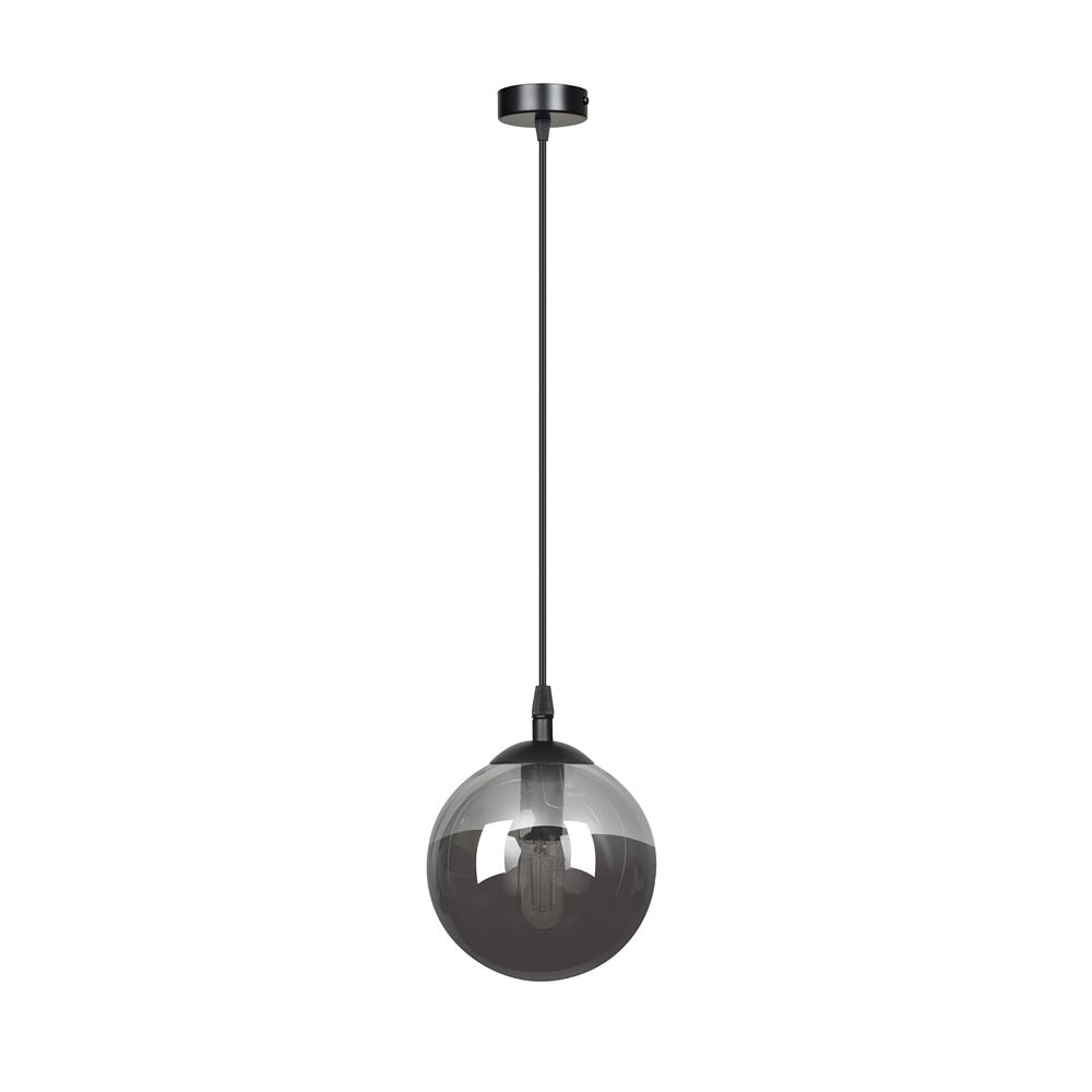 Suspension en métal gris et verre miroir ø14cm