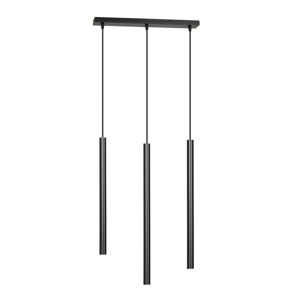 Wonderlamp Hängeleuchte mit 3 dünnen zylindrischen schwarzen Metalllampenschirmen style modern - Metall