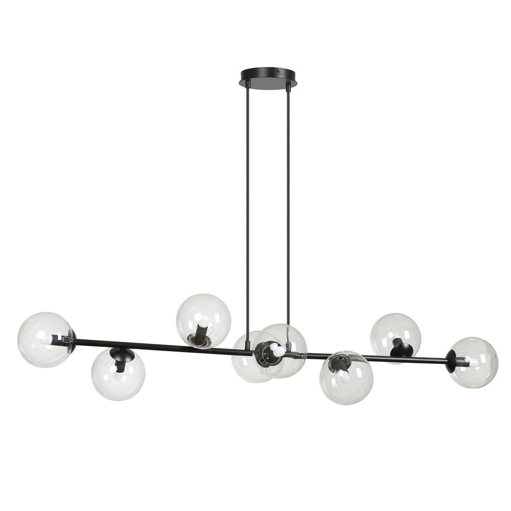 Wonderlamp Moderne Hängeleuchte mit 8 transparenten Glaskugeln style modern Schwarz Kristall