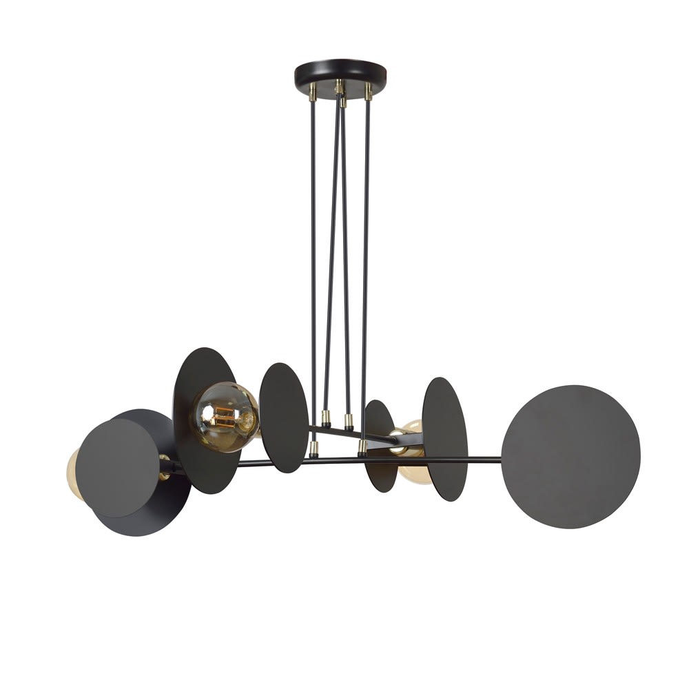 Suspension avec 8 pièces métalliques circulaires noires