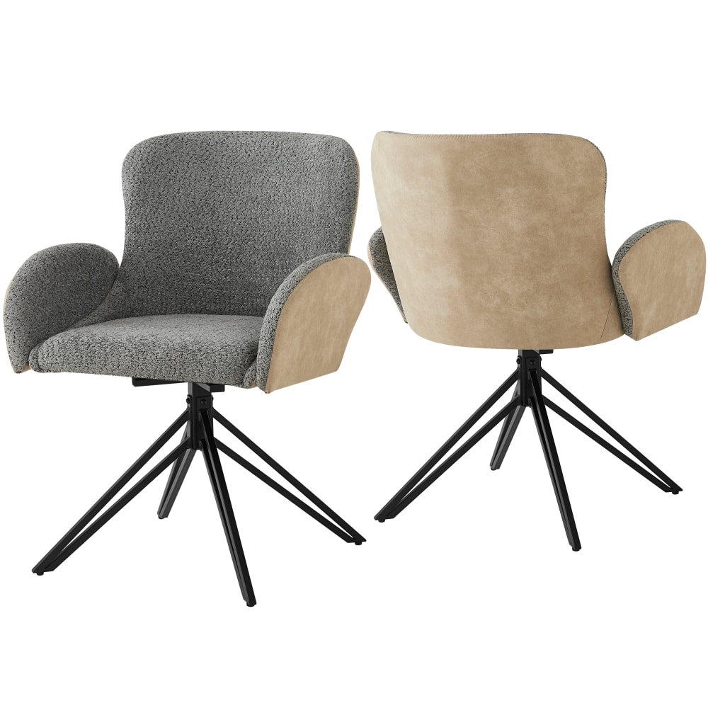 Lot de 2 Fauteuils d’Extérieur Pivotants en Tissu Bicolore