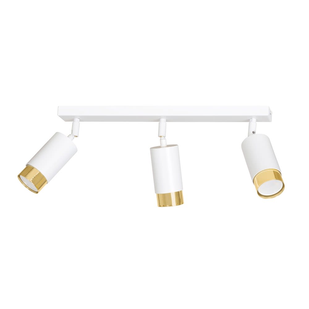 Wonderlamp Weiße Deckenleuchte mit 3 verstellbaren goldenen Spots style modern Weiß Metall