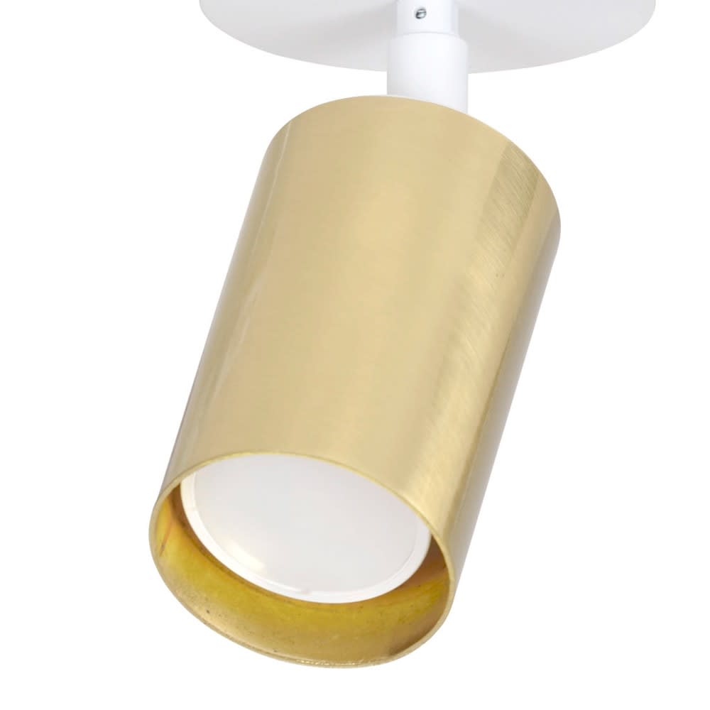 Spot de plafond orientable cylindrique doré avec rosace blanche — vue 3
