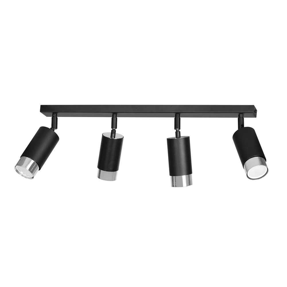 Wonderlamp Deckenleuchte mit 4 verstellbaren Strahlern in Schwarz und Chrom style modern Schwarz Metall