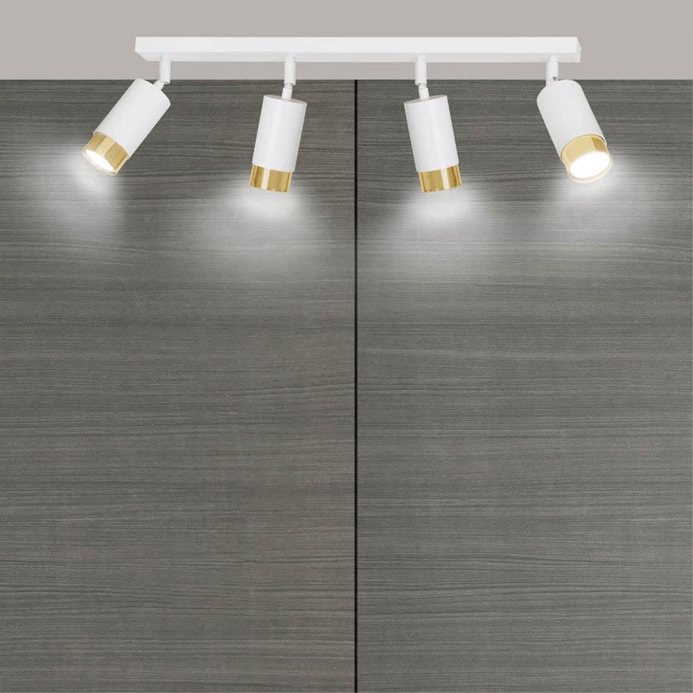 Plafonnier linéaire avec 4 spots orientables blanc et doré — vue 3
