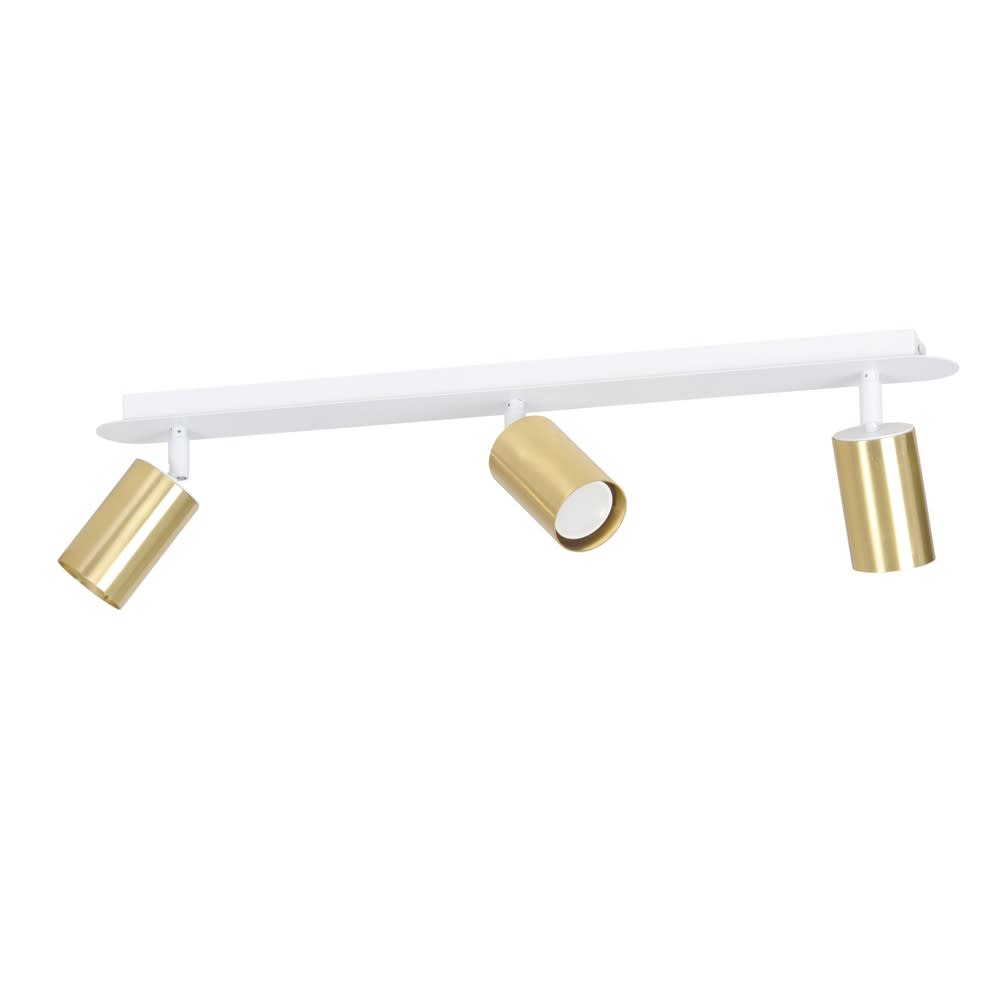 Wonderlamp Elegante weiße Deckenleuchte mit 3 verstellbaren goldenen Spots style modern - Metall