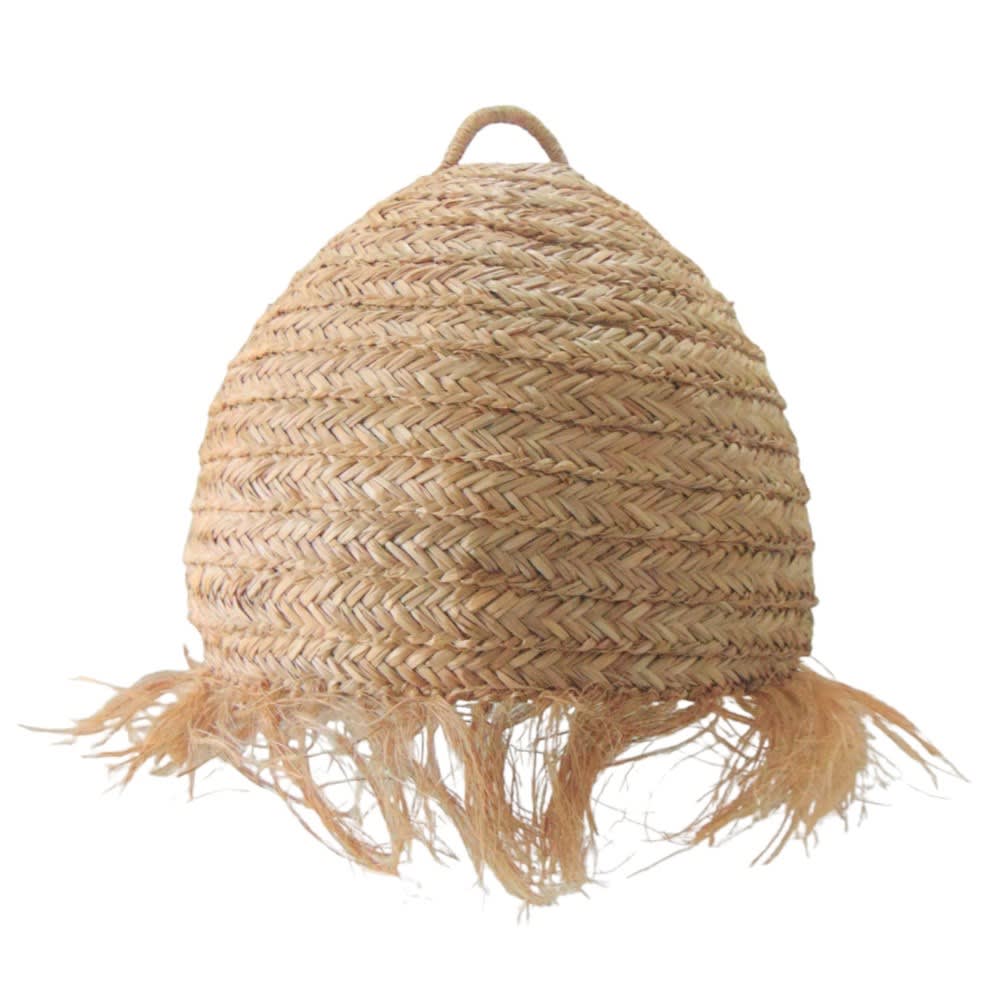 Abat-jour arrondi à franges en algue ø45cm