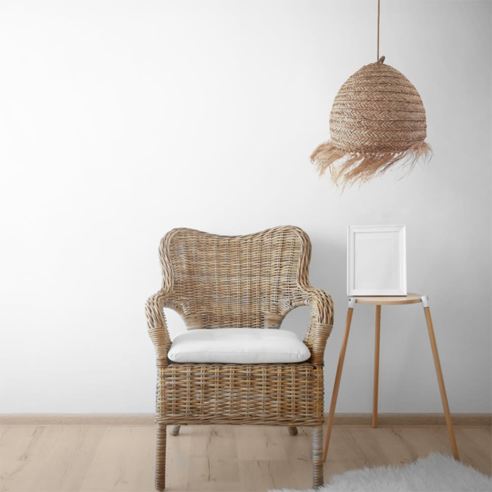 Abat-jour arrondi à franges en algue ø45cm