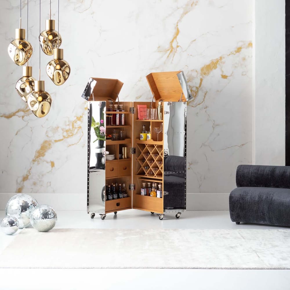 Bar-coffre en acier brillant - Maisons du Monde