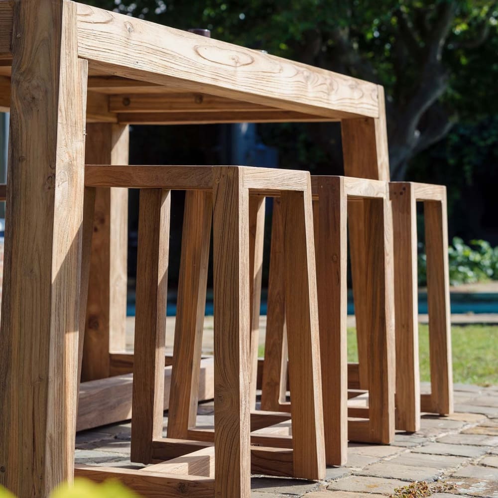 Tabouret haut de jardin en teck recyclé - Maisons du Monde