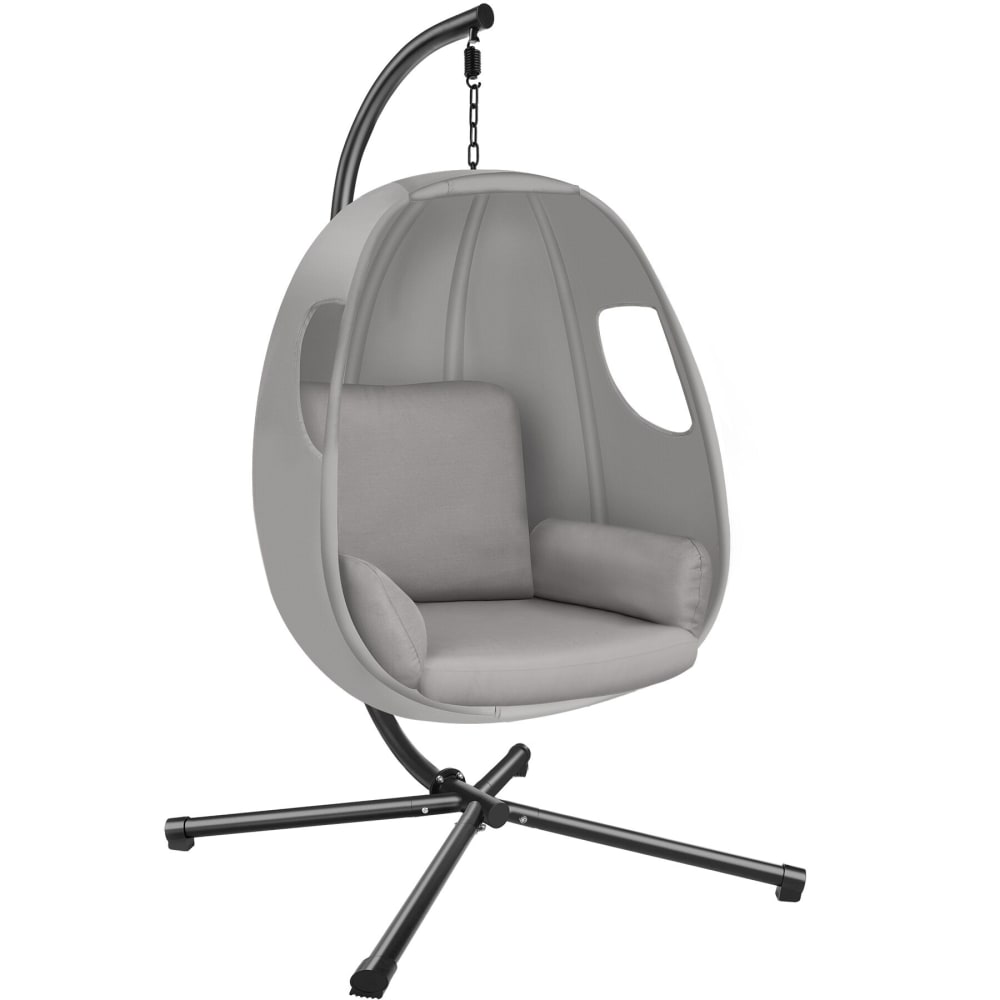 Fauteuil suspendu, acier laqué, extérieur, design moderne, gris clair Fauteuil suspendu, acier laqué, extérieur, design moderne, gris clair