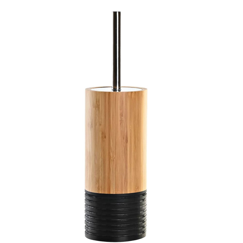 Brosse wc ronde bambou et noir 10x10x36.8cm