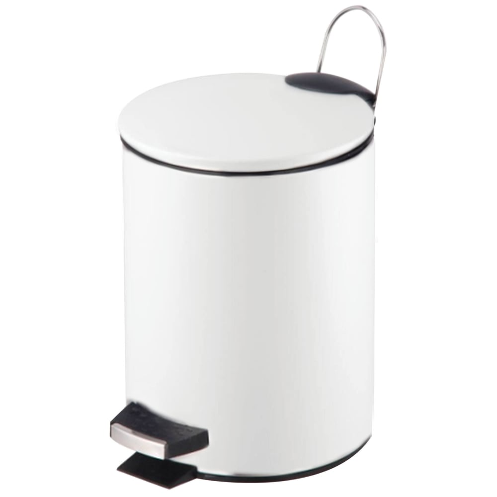 Poubelle salle de bain métal blanc ronde 12l — Beyit
