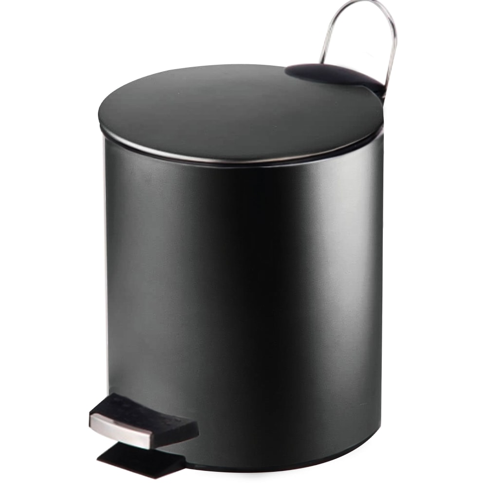 Poubelle salle de bain métal noir ronde 5l