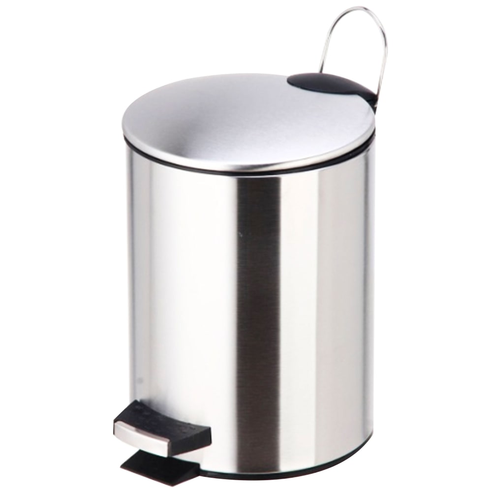 Poubelle salle de bain métal argenté ronde 5l