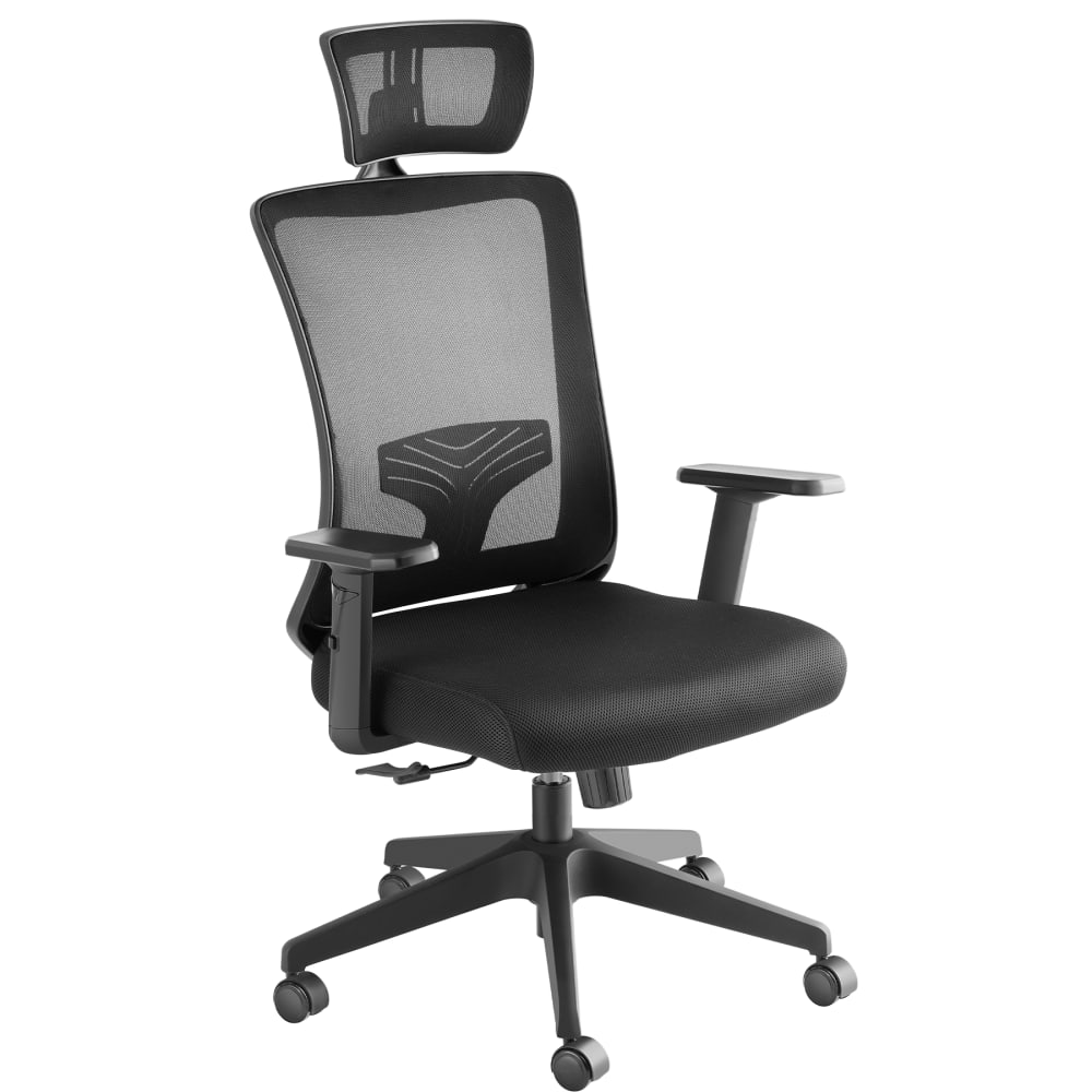 Fauteuil de bureau ergonomique soutien lombaire et appuie-tête noir
