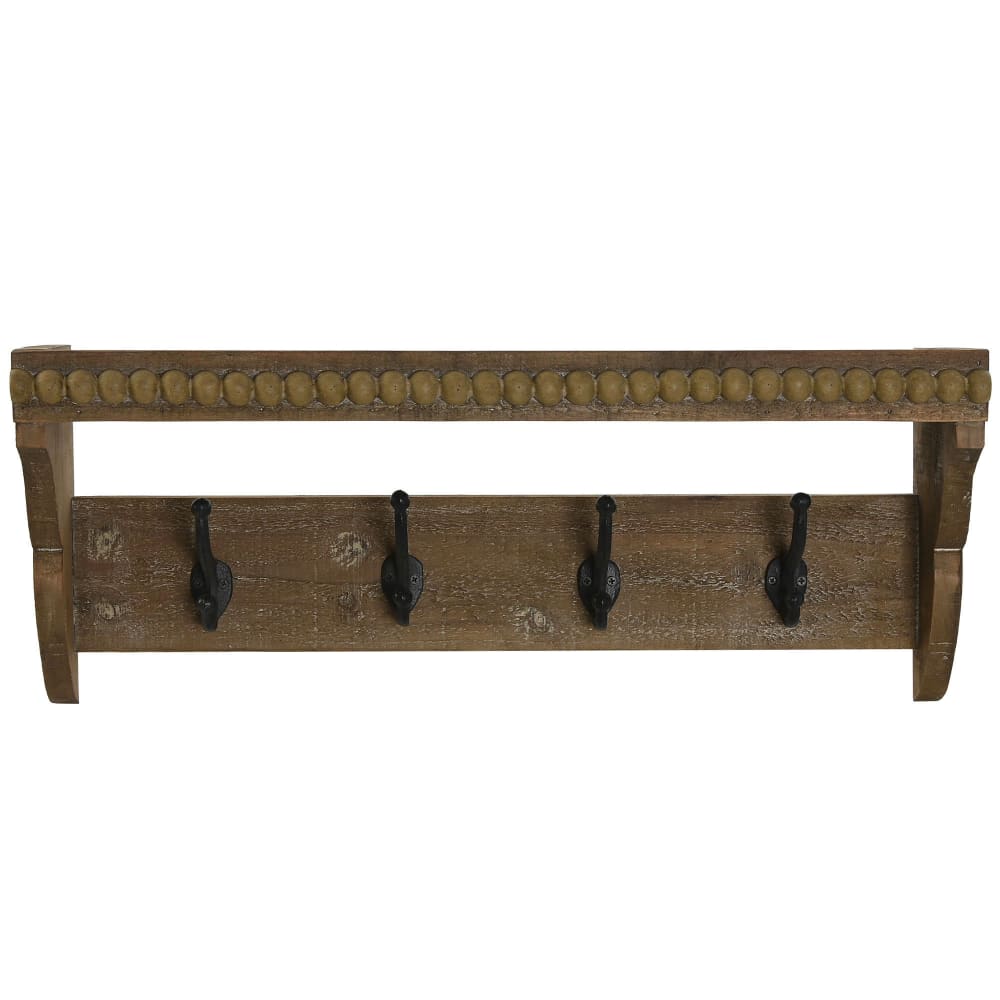 Portemanteau mural bois et métal avec étagère 67x17x27cm