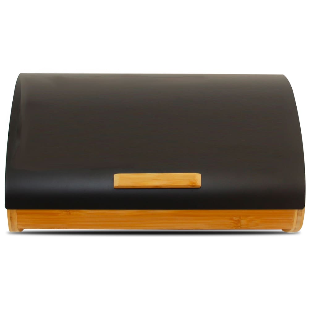 Boîte à pain en bambou et couvercle en métal noir 36x26.5x16cm - Maisons du Monde