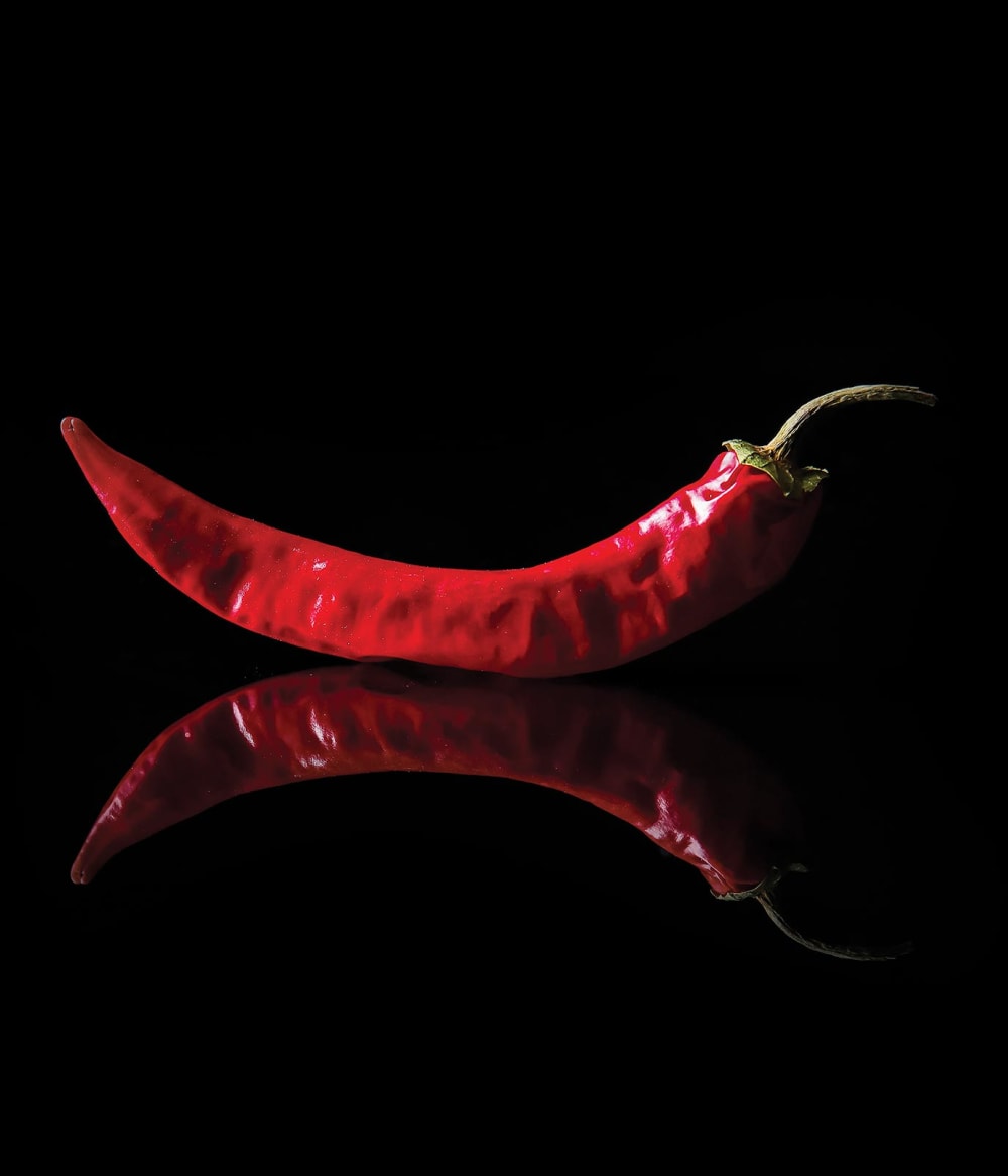 Fond de hotte décorative, chile guajillo rouge 60x70  cm