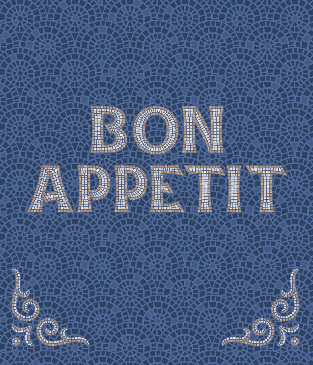 Fond de hotte décorative, mosaique bon appetit bleu 60x70  cm - Maisons du Monde