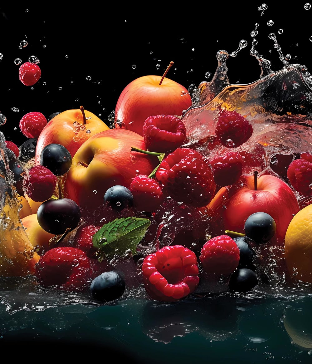 Fond de hotte decorative, salade de fruits rouges multicolore 60x70 cm