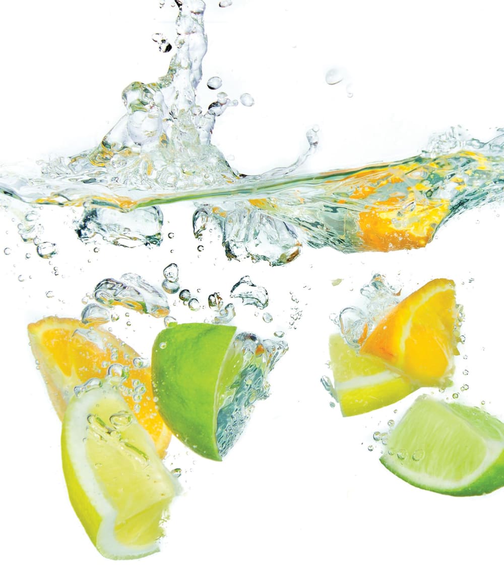 Fond de hotte décorative, quartiers de citrons multicolore 60x70  cm