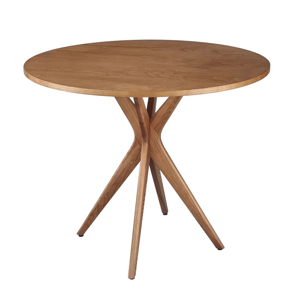 Ragaba Runder Tisch aus Massivesche und eschefurniertem MDF, Eiche style modern Taupe Holz