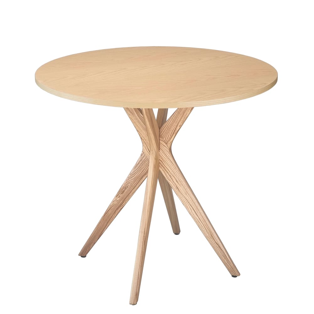 Ragaba Runder Tisch aus Massivesche und eschefurniertem MDF, Natur style modern Beige Holz