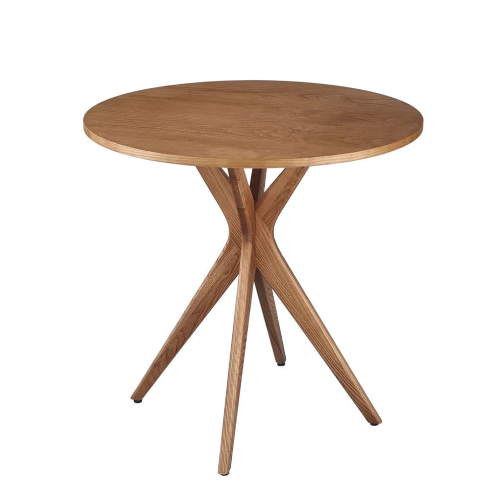 Ragaba Rund Esstisch aus Massivesche und eschefurniertem MDF, Eiche style modern Taupe Holz