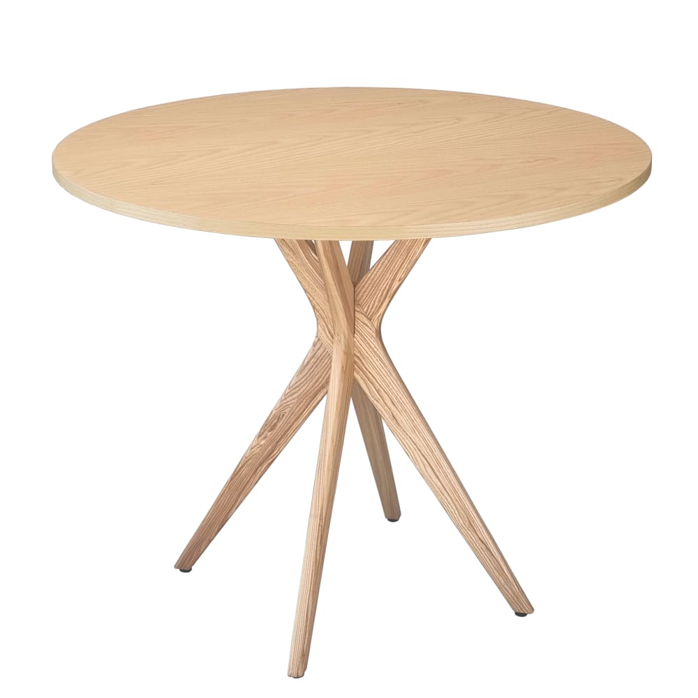 Ragaba Runder Tisch aus Massivesche und eschefurniertem MDF, Natur style modern Beige Holz