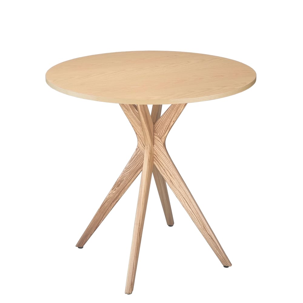 Ragaba Runder Tisch aus Massivesche und eschefurniertem MDF, Natur style modern Beige Holz