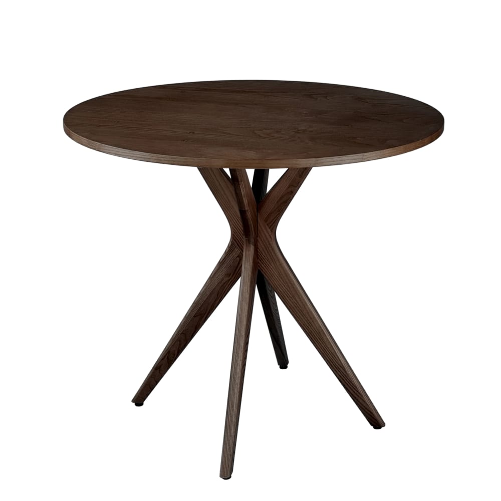 Ragaba Runder Tisch aus Massivesche und eschefurniertem MDF, Nussbaum style modern Braun Holz