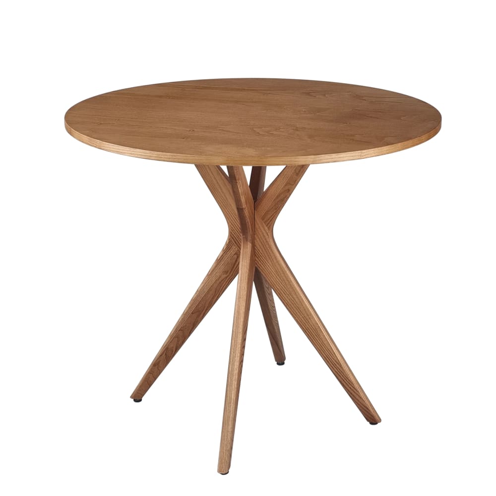 Ragaba Runder Tisch aus Massivesche und eschefurniertem MDF, Eiche style modern Taupe Holz