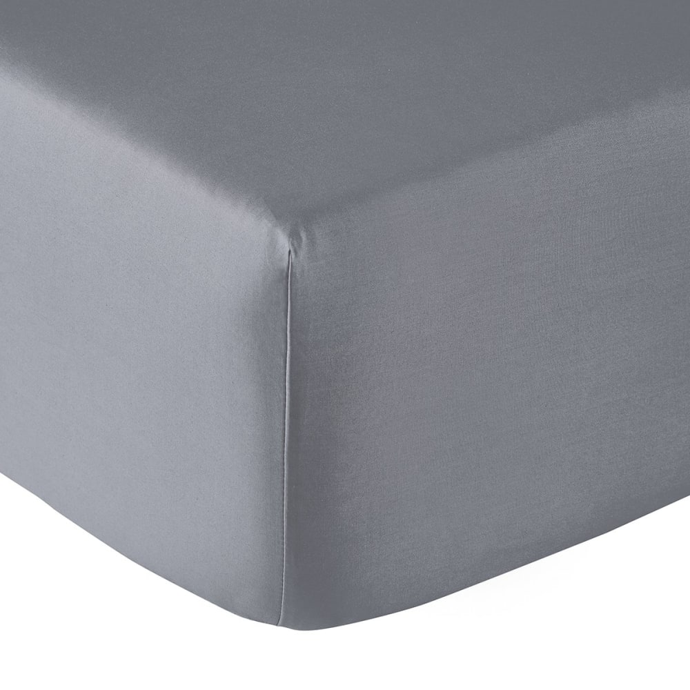 Anne de Solène Drap housse coton rocaille 90x200 cm Gris Certifié Oeko-Tex