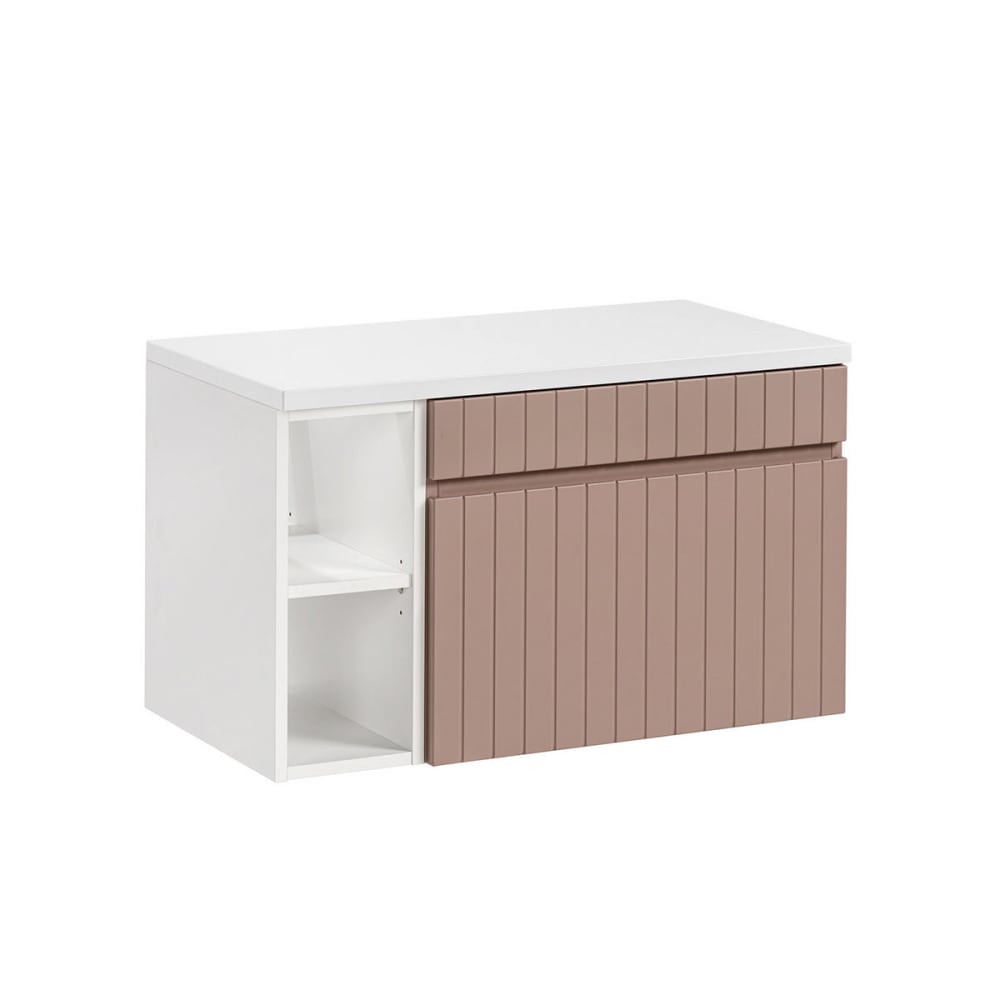 mueble bajo lavabo 80cm 2 nichos tableros mdf y laminados rosado