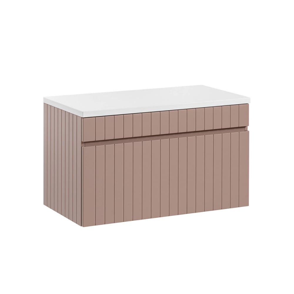 Meuble sous-vasque plan de toilette stratifiés rose