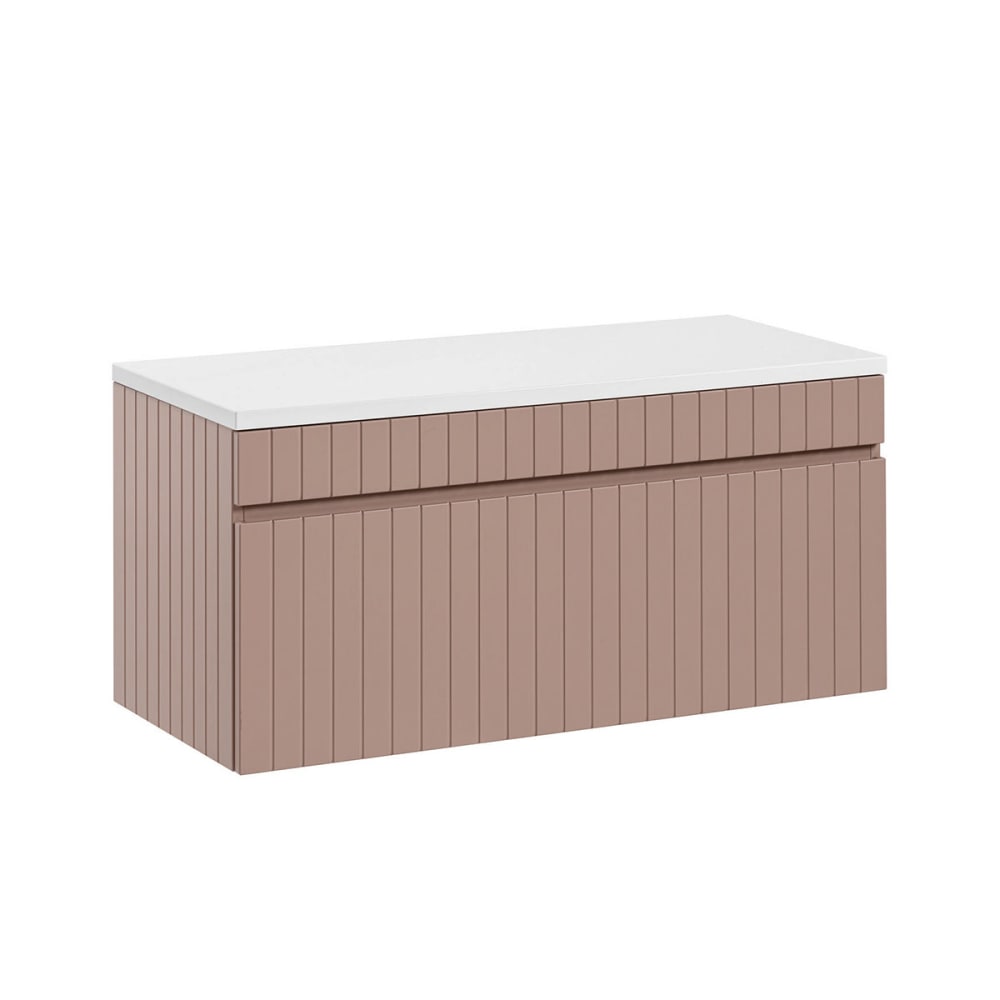 Meuble sous-vasque 100cm plan panneaux mdf et stratifiés rose