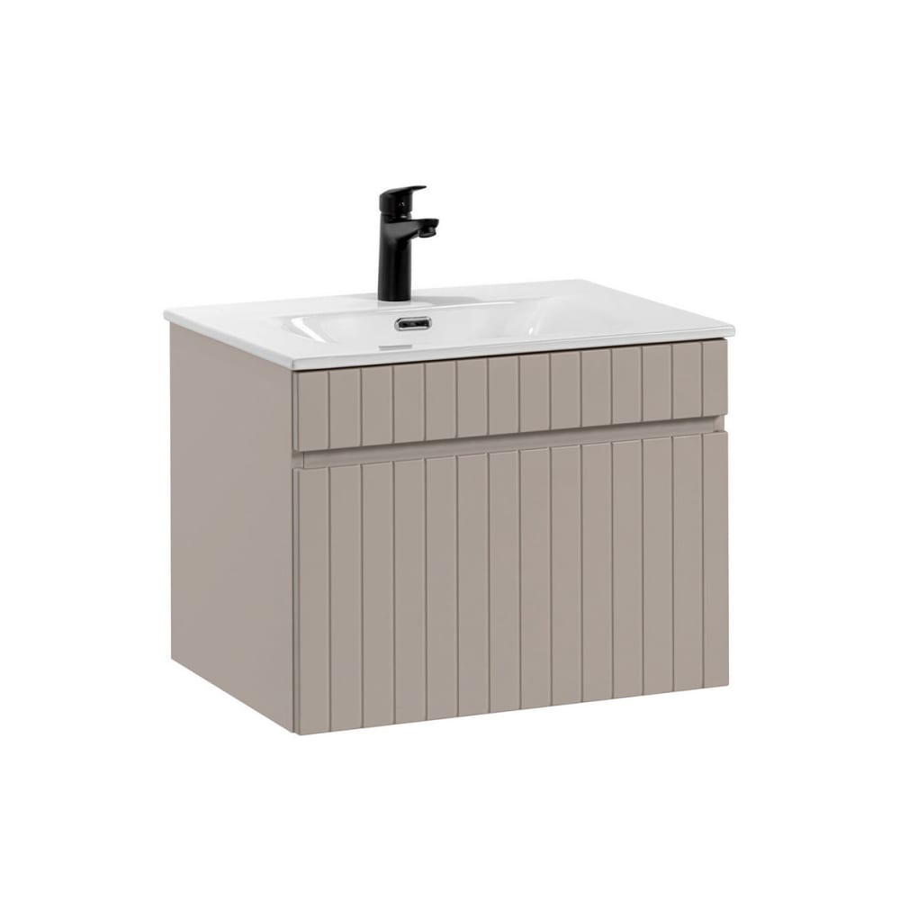 Petits meubles Meuble simple vasque encastrée 60cm panneaux mdf et stratifiés beige Beige Panneau De Particules - 60x46x46cm