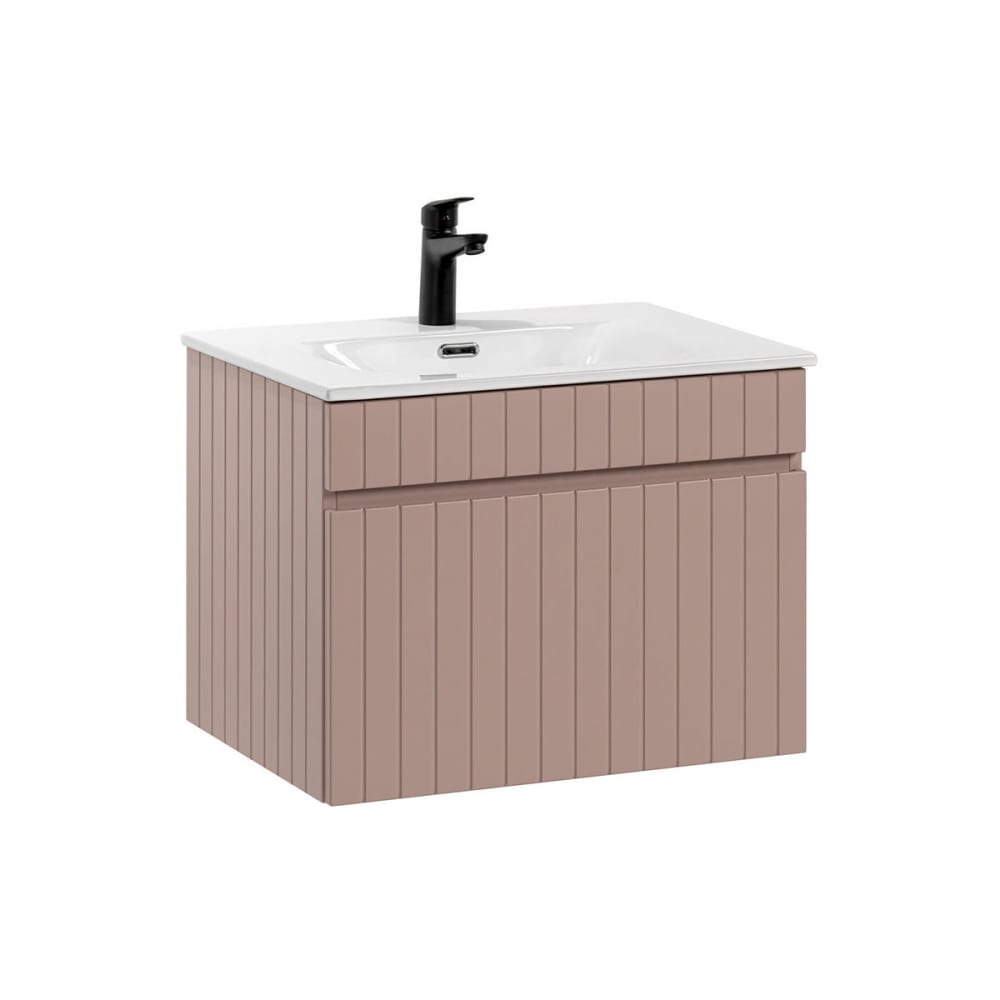 Meuble simple vasque encastrée 60cm panneaux mdf et stratifiés rose