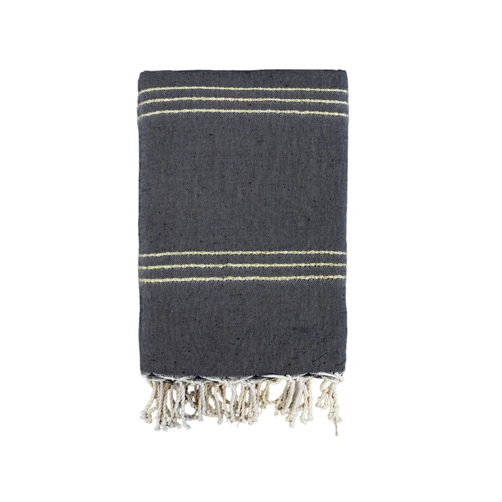 Fouta traditionnelle ''Osiris'' 200x200cm 190g/m² Noir/Doré