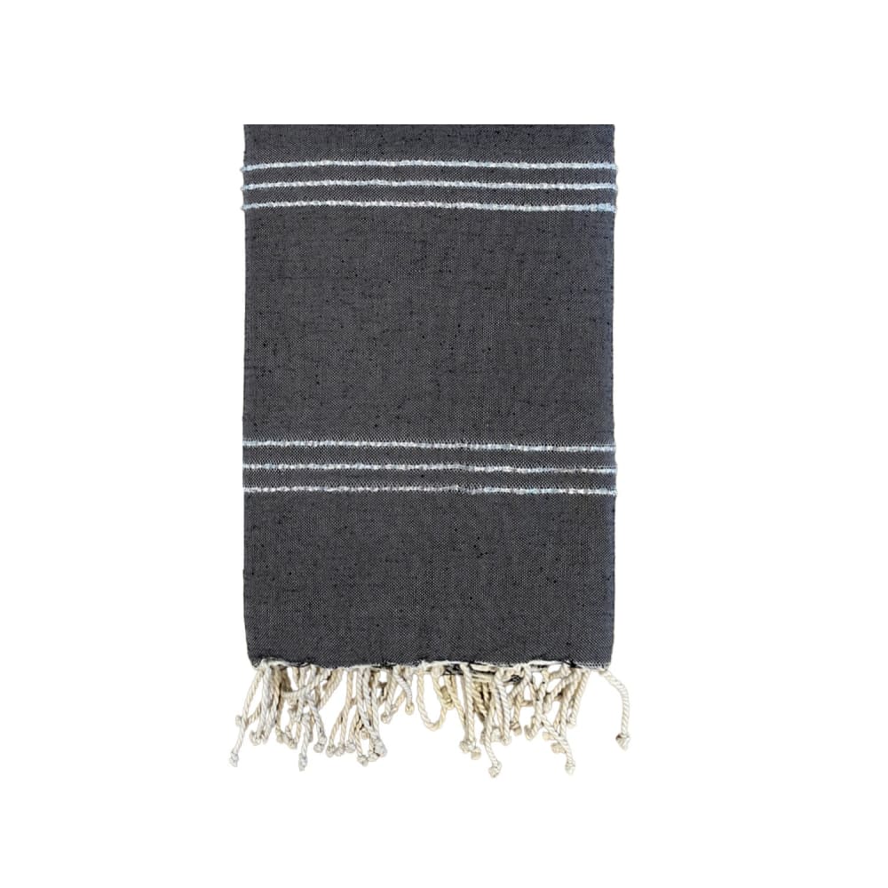 Fouta traditionnelle ''Osiris'' 200x200cm 190g/m² Noir/Argent