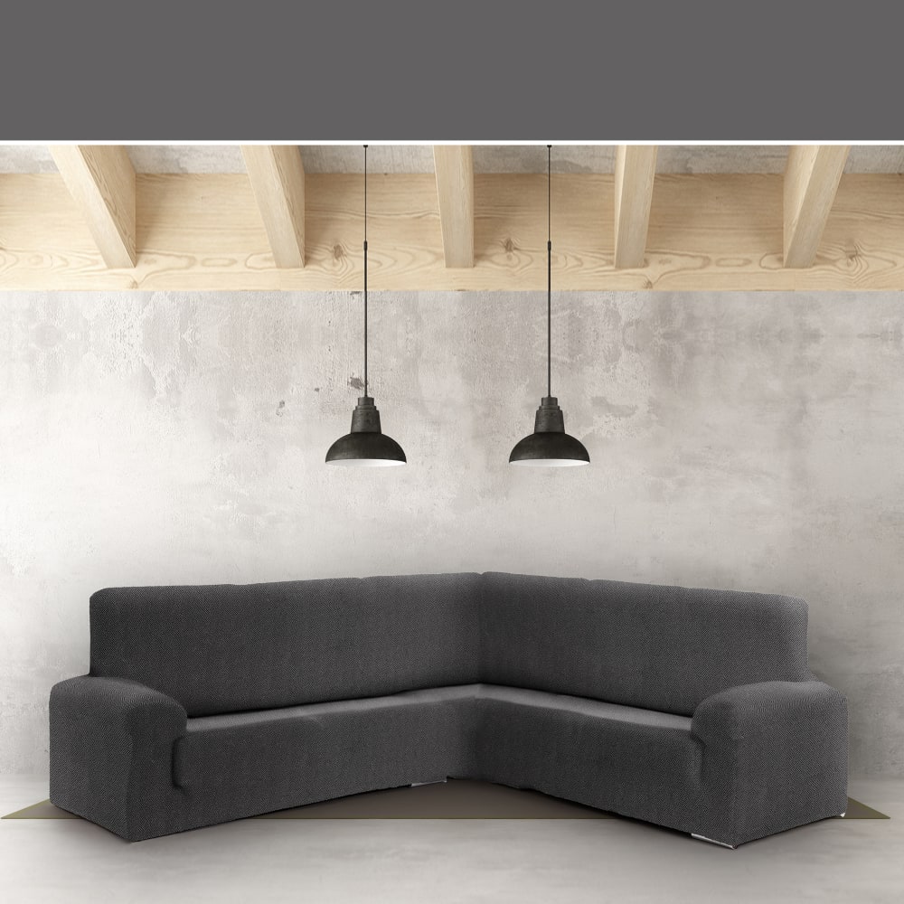Housse de canapé coin 3+1 gris foncé 350 * 450 cm — vue 4