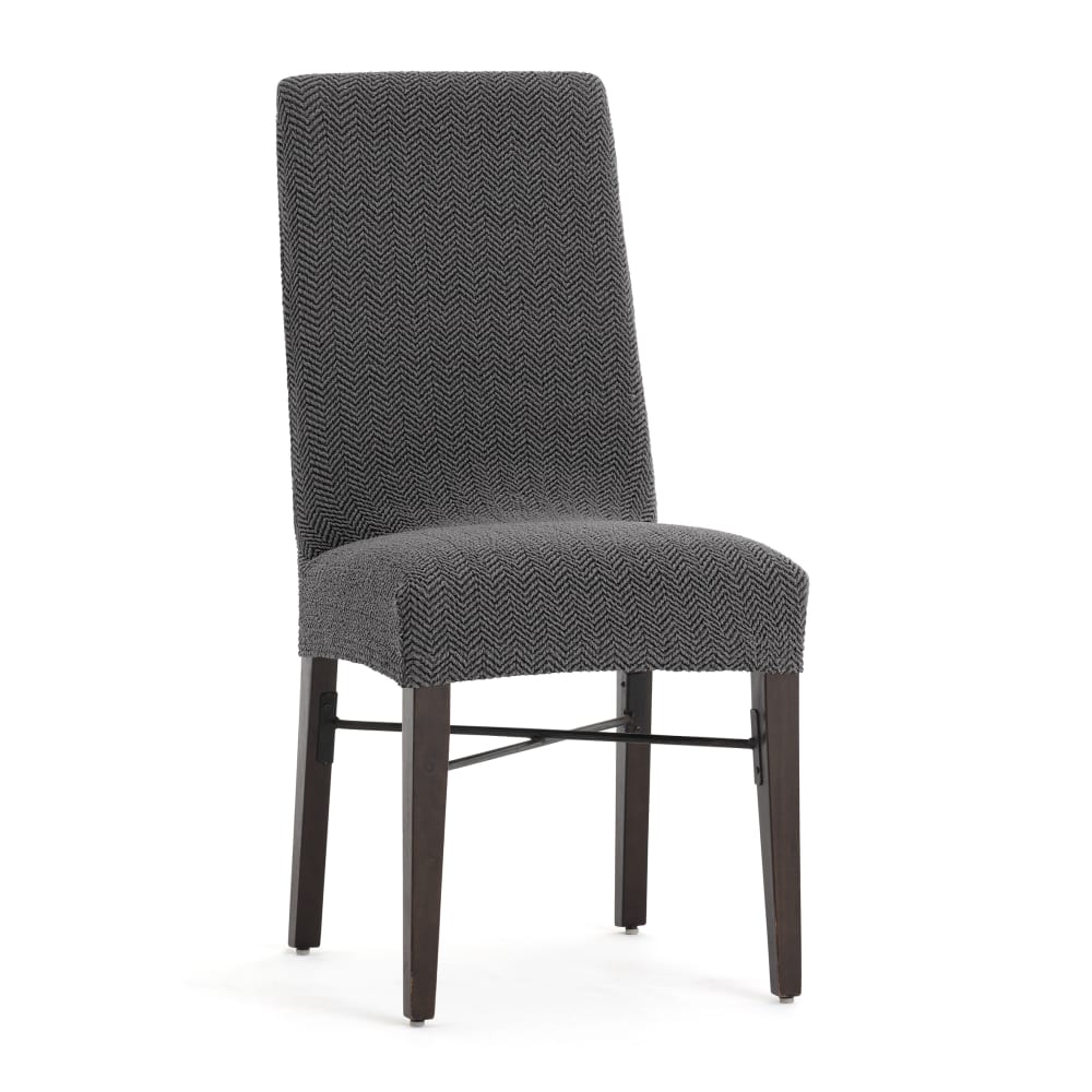EYSA Housse de chaise avec dossier Premium . Tissu multiélastique, pack de 2 housses. Couleur gris foncé.