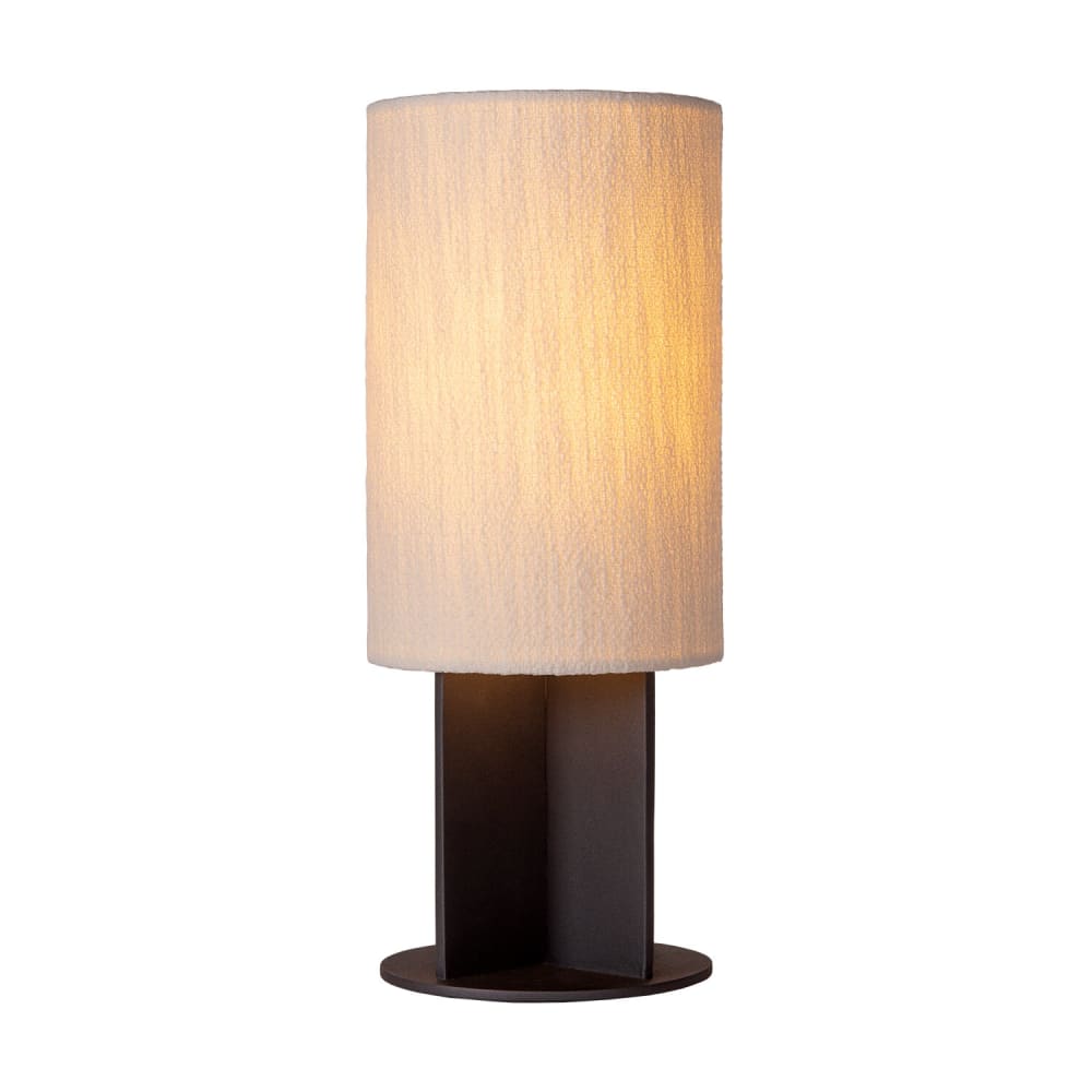 Atmooz Tischlampe aus Metall mit Leinenschirm, 16 x 40 cm, Schwarz und Weiß Weiß Metall