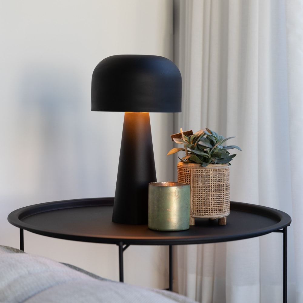 Lampe de table en métal, lampe champignon, 45cm, noir
